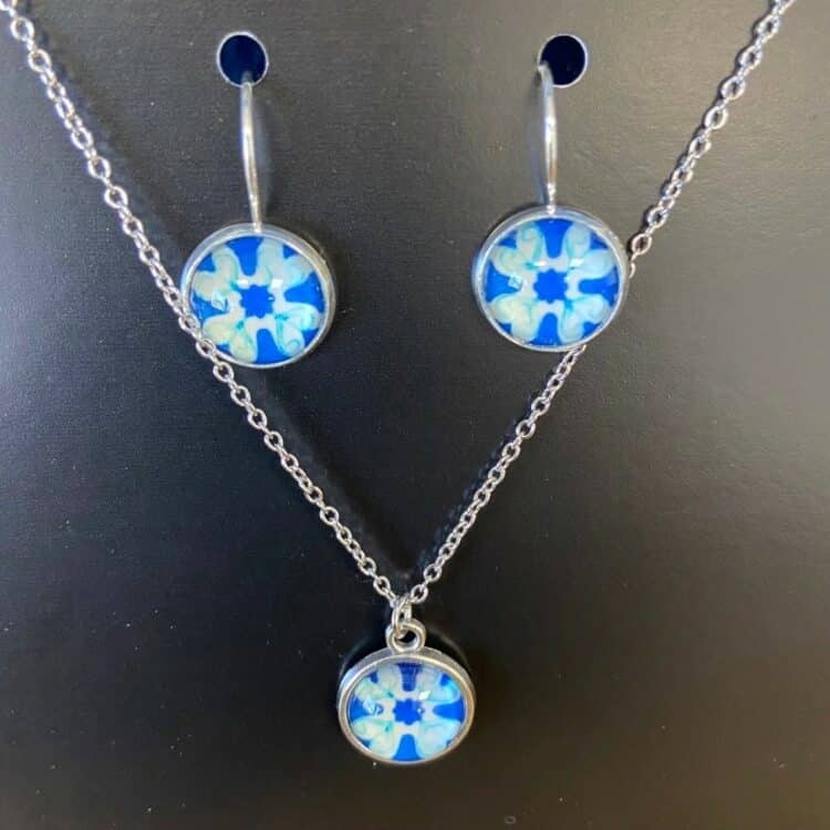 boucles d'oreilles et collier Azulejos